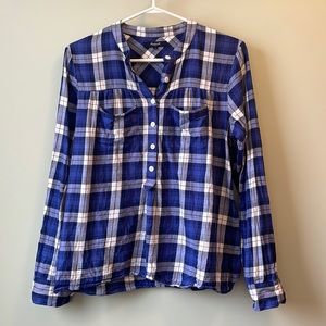 Madewell plaid half button up shirt